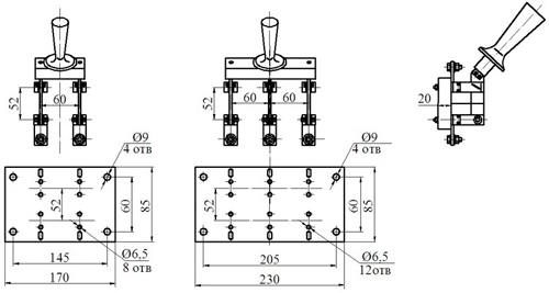 Рис.1. Схема рубильника Р-31 переднего присоединения на токи 100А