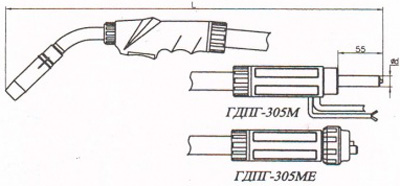 Рис.1. Схема горелки ГДПГ-405М, ГДПГ-405Е