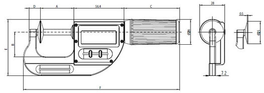 Рис.1. Схема габаритных размеров микрометра МЗЦ-25