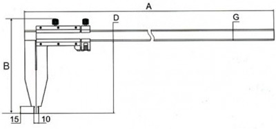 Рис.1. Схема габаритных размеров штангенциркуля ШЦ-ІІІ-1000/150