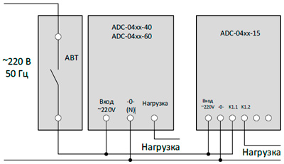 Рис.1. Схема для подключения таймера ADC-0420-15
