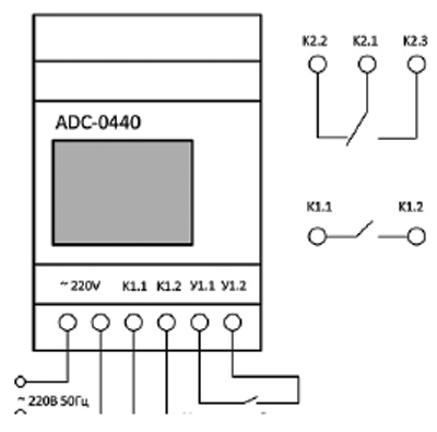 Рис.1. Схема подключения реле ADC-0440