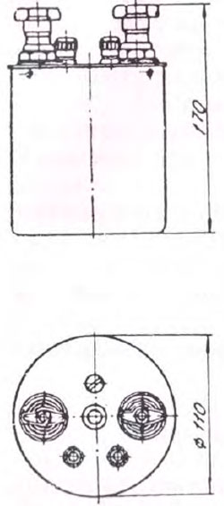 Рис.1. Схема габаритных размеров катушки сопротивления Р310