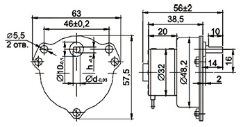 Габаритные размеры электродвигателя ДСОР 32-15-2