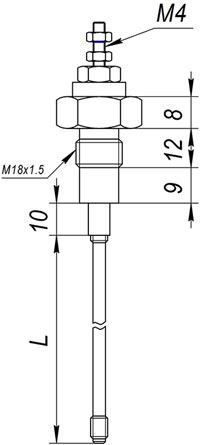 Рис.1. Габаритный чертеж датчика уровня ДК-11