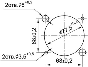 Рис.1.Разметка отверстий в щите (вид спереди) для крепления омметра М419