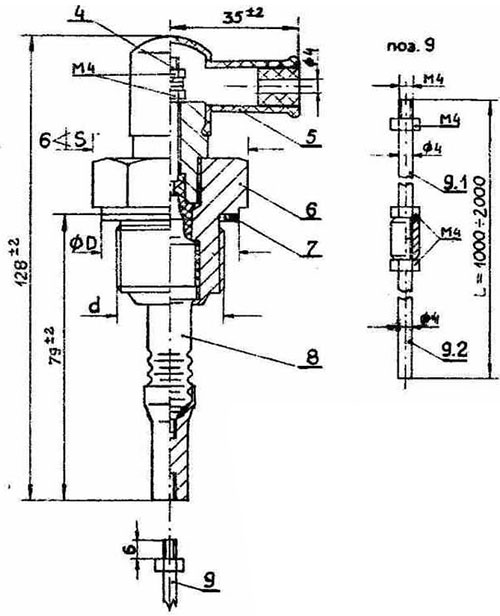 Рис.1. Схема габаритных размеров зонда SK-35