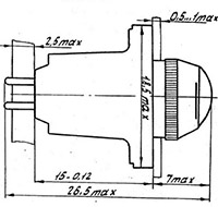 Рис.1. Габаритный чертеж фонаря сигнального малогабаритного МФС-1