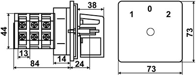 Рис.2. Габаритный чертеж ПКП Е9 16А/2.863 переключателя
