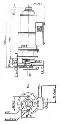 Рис.4. Габаритный чертеж электромагнита ЭМ-69 со штепсельным разьемом (способ крепления 2)