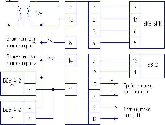 Рис.2 Схема подключения блока БИН2 МК X