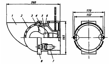 Рис.1 Схема габаритных размеров и конструкции светофора СС1/40