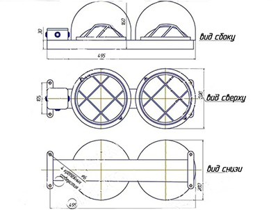 Рис.1 Схема габаритных размеров сигнального светофора СС2-40