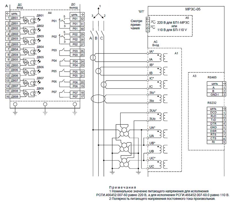 Рис.1. Схема для подключения устройства МРЗС-05М