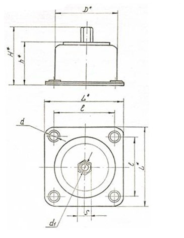 Рис.1. Схема габаритных размеров амортизатора АД-4А