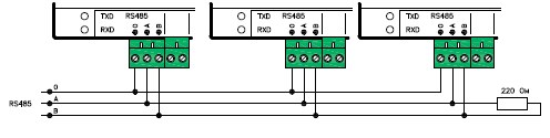 Рис.2. Схема включения контроллера блоков AVR v5.21 (АВР 5.21) 