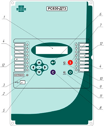Рис.1. Общий вид передней панели устройства РС830-ДТ3