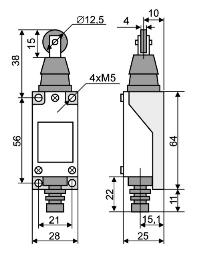 "Схема габаритных размеров выключателя МЕ 8112"