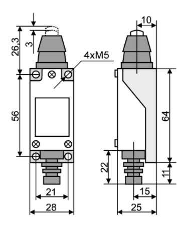 "Схема габаритных размеров выключателя МЕ 8111"