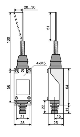"Схема габаритных размеров выключатель МЕ 8169"