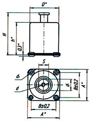 Рис.1. Схема габаритных размеров амортизатора АПН-2
