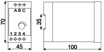 Рис.1. Схема габаритных размеров реле ЕЛ-13