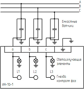 Рис.2 Схема подключения датчиков и индикатора ИН-10-1