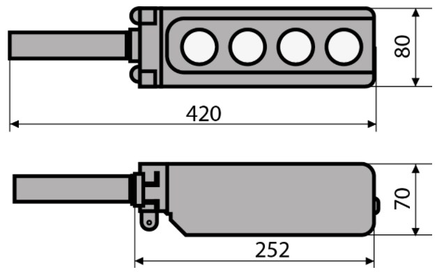 Рис.1 Схема габаритных размеров XAL-B3-4713К с ключом