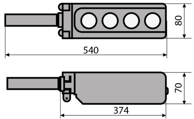 Рис.1 Схема габаритных размеров XAL-B3-8713К с ключом