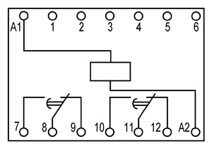 Рис.1 Схема подключения реле ПЭ45А