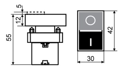 Схема габаритных размеров кнопки XB2-BL8425