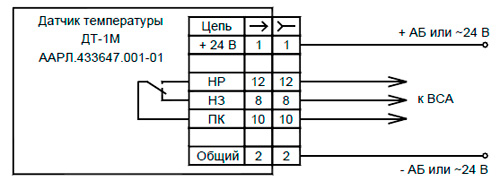 Рис.2. Схема подключения ДТ-1М ААРЛ.433647.001-01