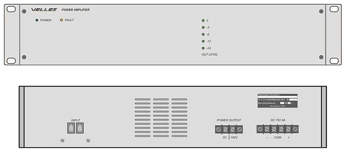Вид спереди и сзади усилителя мощности 600ПП030М
