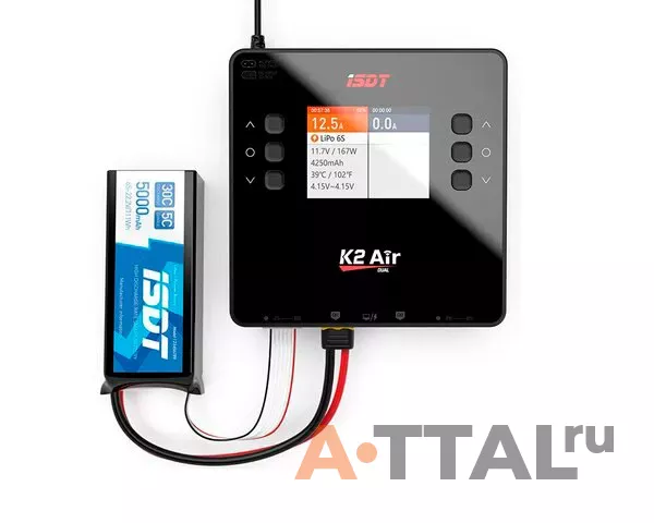 Зарядное устройство дуо ISDT K2 AIR 20A AC/DC 200W/500W с/БП универсальное фото 3