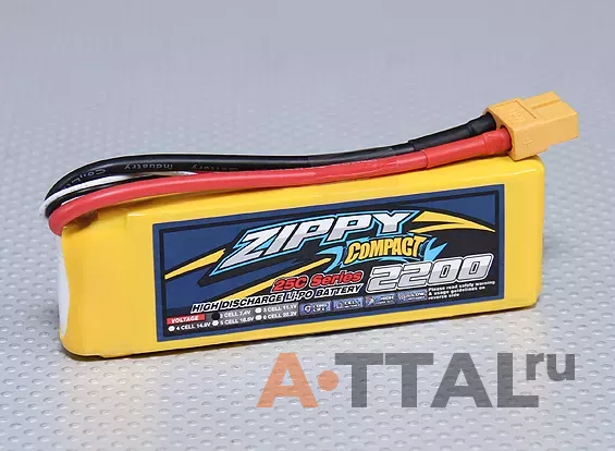 Аккумулятор 7.4V 2200mAh 2S 25C Li-po Compact (ZIPPY, ZC.2200.2S.25) фото 1