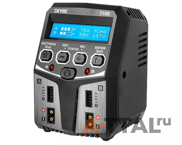 Зарядное устройство SkyRC T100 двухпортовое 100W 10A с/БП фото 1