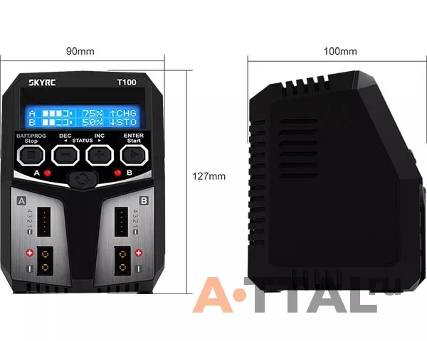 Зарядное устройство SkyRC T100 двухпортовое 100W 10A с/БП фото 4