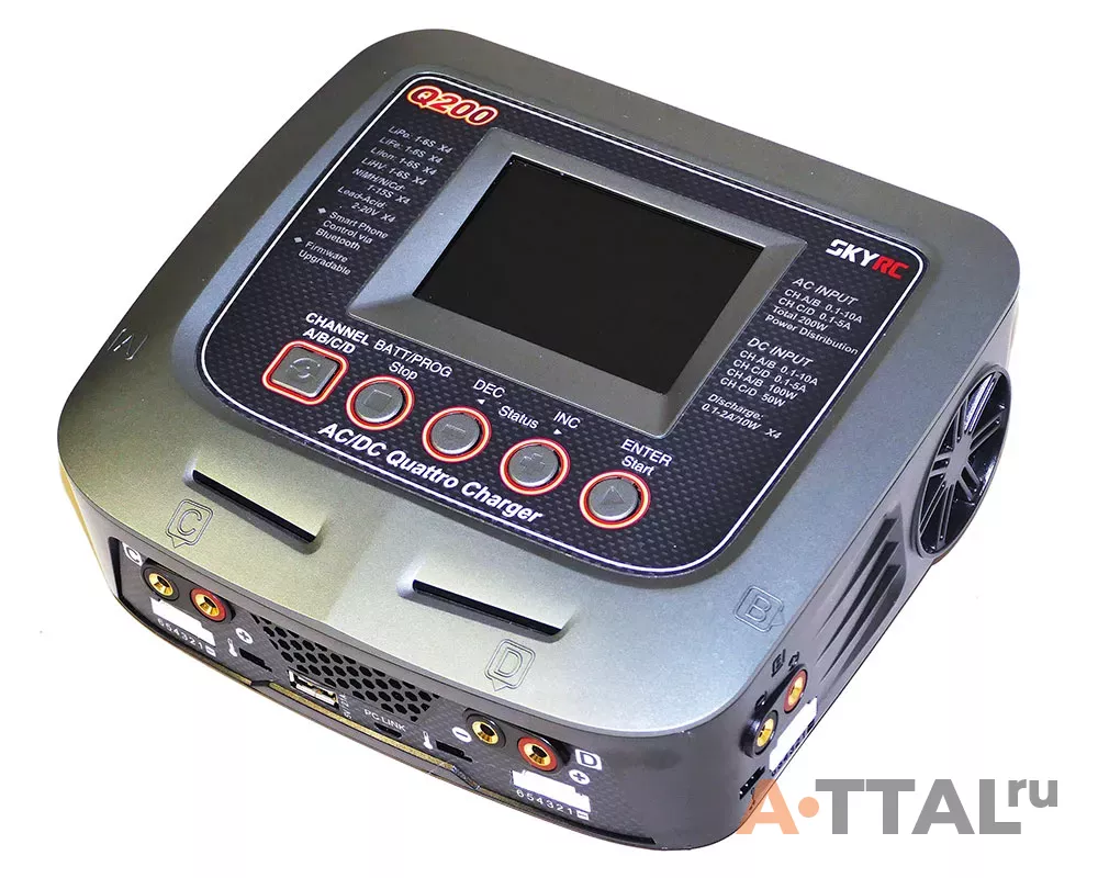 Зарядное устройство SkyRC Q200 10A 200W/300W с/БП четырехпортовое фото 1