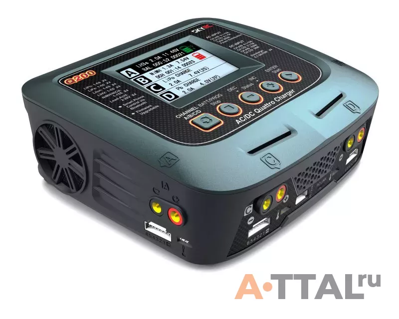 Зарядное устройство SkyRC Q200 10A 200W/300W с/БП четырехпортовое фото 2