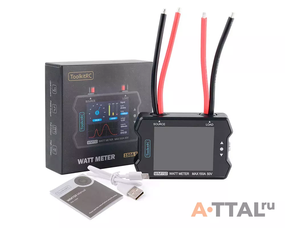 Ваттметр ToolkitRC WM150 Watt Meter 1-50v 150A 2.4" TFT Screen фото 2