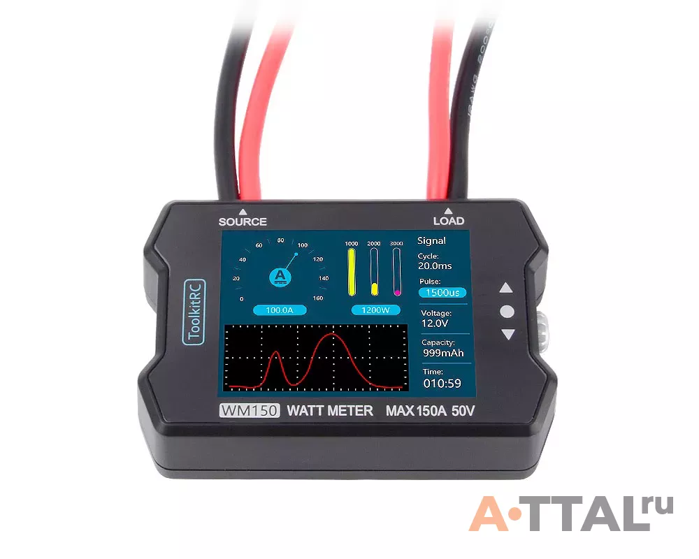 Ваттметр ToolkitRC WM150 Watt Meter 1-50v 150A 2.4" TFT Screen фото 3