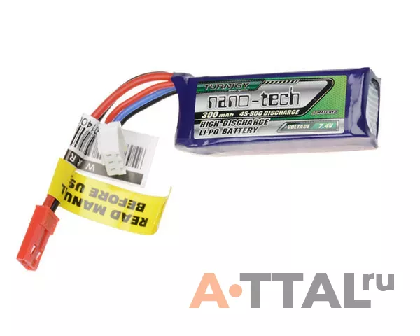 Аккумулятор Turnigy nano-tech Lipo Pack 7.4V 300mah 2S 45~90C фото 1