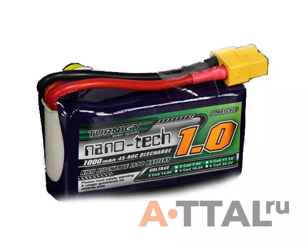 Аккумулятор 14.8V 1000mAh 4S 45~90C Turnigy nano-tech Lipo Pack фото 1