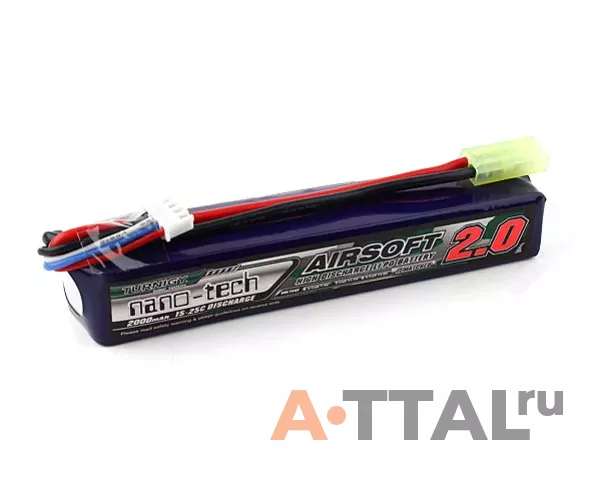 Аккумулятор Turnigy 11.1V 2000mah 3S 15-25C Lipo AIRSOFT Pack для страйкбола фото 1