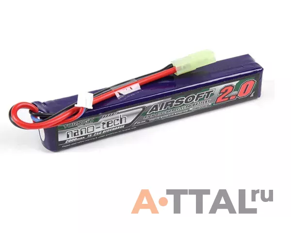 Аккумулятор Turnigy 7.4V 2000mah 2S 15-25C Lipo AIRSOFT Pack для страйкбола фото 1