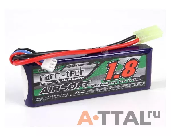 Аккумулятор Turnigy 11.1V 1800mah 3S 25-50C Lipo AIRSOFT Pack для страйкбола фото 1