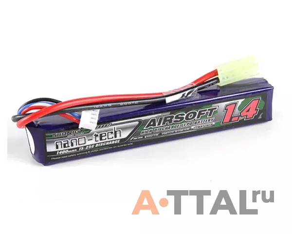 Аккумулятор Turnigy 11.1V 1400mah 3S 15-25C Lipo AIRSOFT Pack для страйкбола фото 1