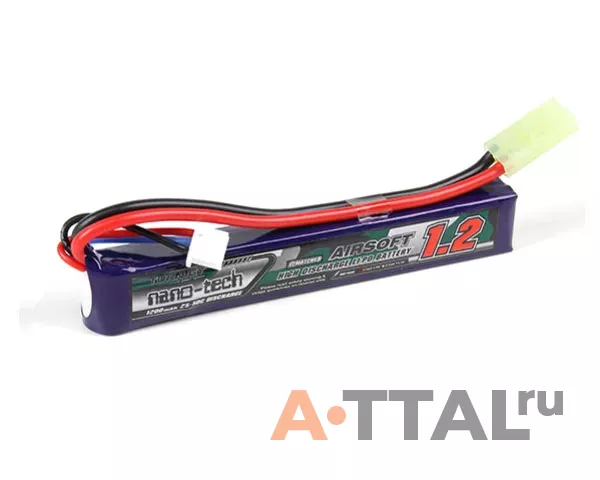 Аккумулятор Turnigy 7.4V 1200mAh 2S 25-50C Lipo AIRSOFT Pack для страйкбола фото 1