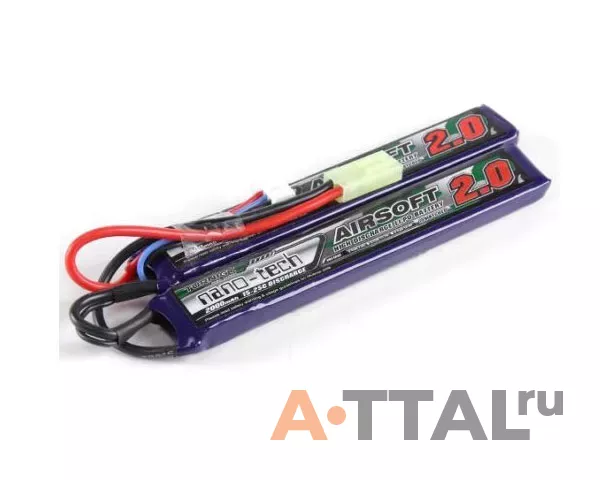 Аккумулятор Turnigy 7.4V 2000mah 2S 15-25C Lipo AIRSOFT Nunchuck Pack для страйкбола фото 1