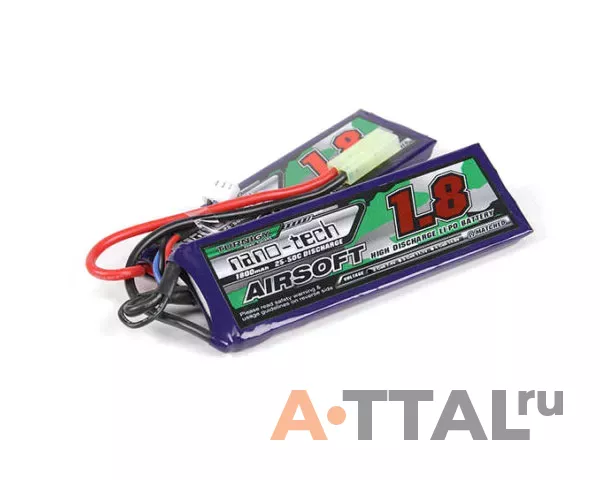 Аккумулятор Turnigy 7.4V 1800mah 2S 25-50C Lipo AIRSOFT Nunchuck Pack для страйкбола фото 1